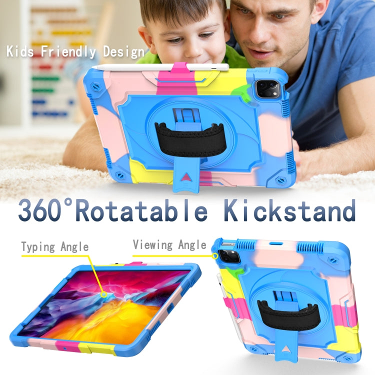 360 Degree Rotation Turntable Contrast Color Robot Shockproof Silicone + PC Protective Case with Holder For iPad Air 2022 / 2020 10.9 / Pro 11 (2020)(Colorful + Blue) - iPad Air (2022) / (2020) 10.9 Cases by buy2fix | Online Shopping UK | buy2fix