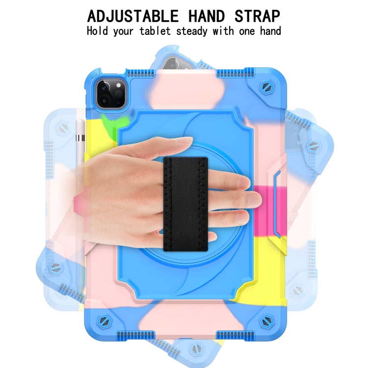 360 Degree Rotation Turntable Contrast Color Robot Shockproof Silicone + PC Protective Case with Holder For iPad Air 2022 / 2020 10.9 / Pro 11 (2020)(Colorful + Blue) - iPad Air (2022) / (2020) 10.9 Cases by buy2fix | Online Shopping UK | buy2fix