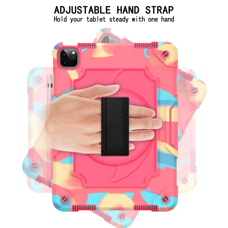 360 Degree Rotation Turntable Contrast Color Robot Shockproof Silicone + PC Protective Case with Holder For iPad Air 2022 / 2020 10.9 / Pro 11 (2020)(Colorful + Rose Red) - iPad Air (2022) / (2020) 10.9 Cases by buy2fix | Online Shopping UK | buy2fix