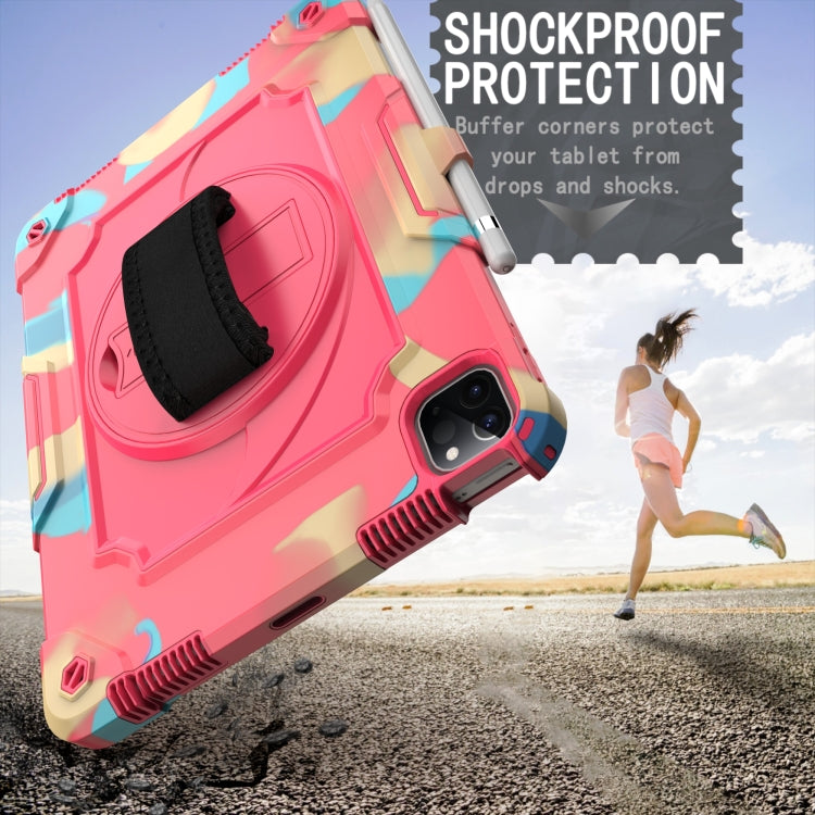 360 Degree Rotation Turntable Contrast Color Robot Shockproof Silicone + PC Protective Case with Holder For iPad Air 2022 / 2020 10.9 / Pro 11 (2020)(Colorful + Rose Red) - iPad Air (2022) / (2020) 10.9 Cases by buy2fix | Online Shopping UK | buy2fix