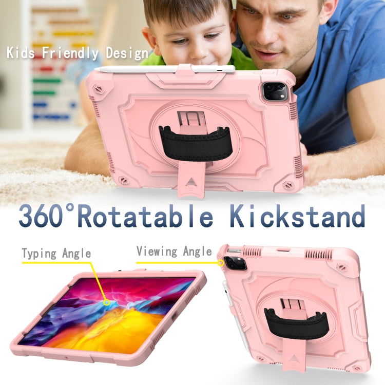360 Degree Rotation Turntable Contrast Color Robot Shockproof Silicone + PC Protective Case with Holder For iPad Air 2022 / 2020 10.9 / Pro 11 (2020)(Rose Gold) - iPad Air (2022) / (2020) 10.9 Cases by buy2fix | Online Shopping UK | buy2fix