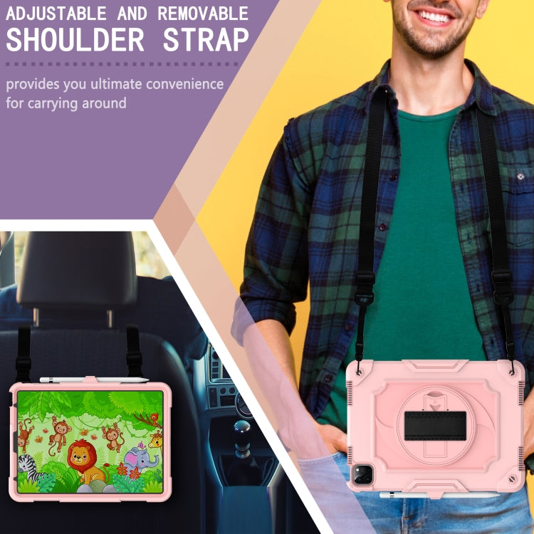 360 Degree Rotation Turntable Contrast Color Robot Shockproof Silicone + PC Protective Case with Holder For iPad Air 2022 / 2020 10.9 / Pro 11 (2020)(Rose Gold) - iPad Air (2022) / (2020) 10.9 Cases by buy2fix | Online Shopping UK | buy2fix