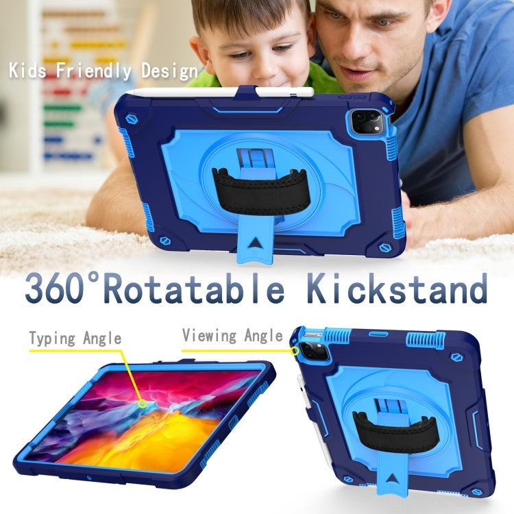 360 Degree Rotation Turntable Contrast Color Robot Shockproof Silicone + PC Protective Case with Holder For iPad Air 2022 / 2020 10.9 / Pro 11 (2020)(Navy Blue + Blue) - iPad Air (2022) / (2020) 10.9 Cases by buy2fix | Online Shopping UK | buy2fix