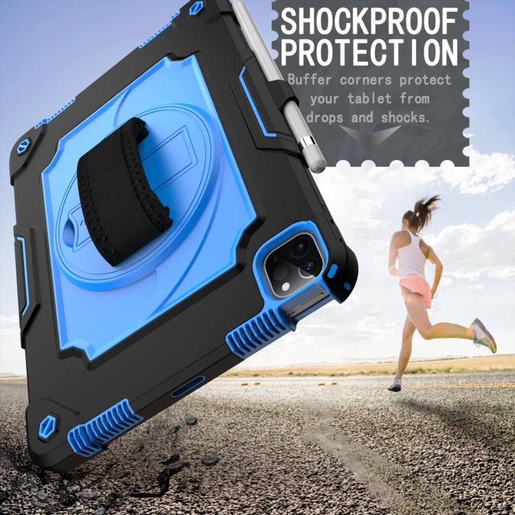 360 Degree Rotation Turntable Contrast Color Robot Shockproof Silicone + PC Protective Case with Holder For iPad Air 2022 / 2020 10.9 / Pro 11 (2020)(Navy Blue + Blue) - iPad Air (2022) / (2020) 10.9 Cases by buy2fix | Online Shopping UK | buy2fix