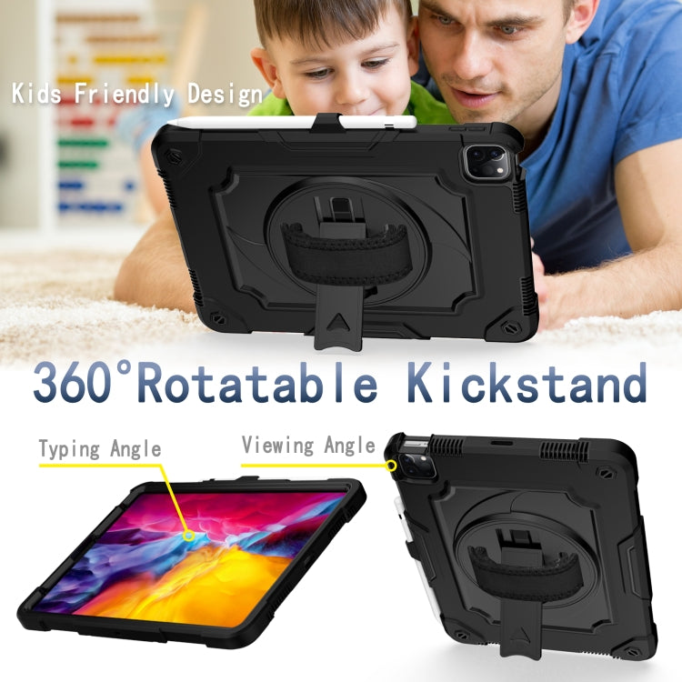 360 Degree Rotation Turntable Contrast Color Robot Shockproof Silicone + PC Protective Case with Holder For iPad Air 2022 / 2020 10.9 / Pro 11 (2020)(Black) - iPad Air (2022) / (2020) 10.9 Cases by buy2fix | Online Shopping UK | buy2fix