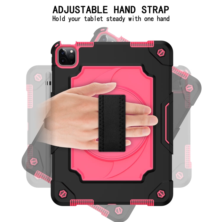 360 Degree Rotation Turntable Contrast Color Robot Shockproof Silicone + PC Protective Case with Holder For iPad Air 2022 / 2020 10.9 / Pro 11 (2020)(Black + Rose Red) - iPad Air (2022) / (2020) 10.9 Cases by buy2fix | Online Shopping UK | buy2fix