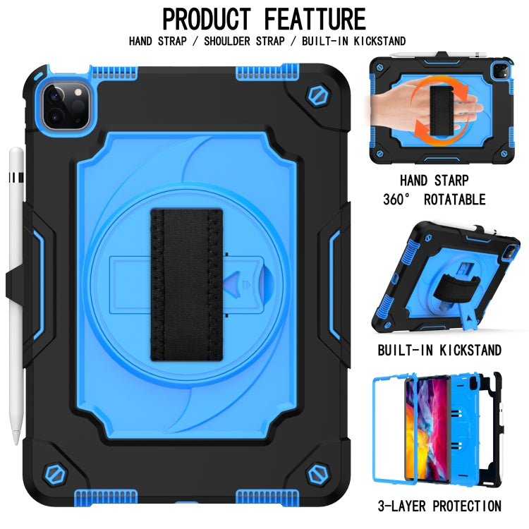 360 Degree Rotation Turntable Contrast Color Robot Shockproof Silicone + PC Protective Case with Holder For iPad Air 2022 / 2020 10.9 / Pro 11 (2020)(Black + Blue) - iPad Air (2022) / (2020) 10.9 Cases by buy2fix | Online Shopping UK | buy2fix