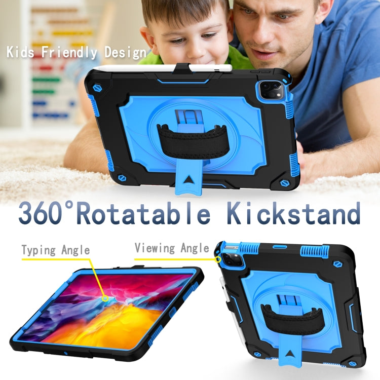 360 Degree Rotation Turntable Contrast Color Robot Shockproof Silicone + PC Protective Case with Holder For iPad Air 2022 / 2020 10.9 / Pro 11 (2020)(Black + Blue) - iPad Air (2022) / (2020) 10.9 Cases by buy2fix | Online Shopping UK | buy2fix