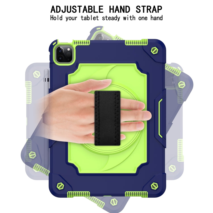 360 Degree Rotation Turntable Contrast Color Robot Shockproof Silicone + PC Protective Case with Holder For iPad Air 2022 / 2020 10.9 / Pro 11 (2020)(Navy Blue + Yellow Green) - iPad Air (2022) / (2020) 10.9 Cases by buy2fix | Online Shopping UK | buy2fix