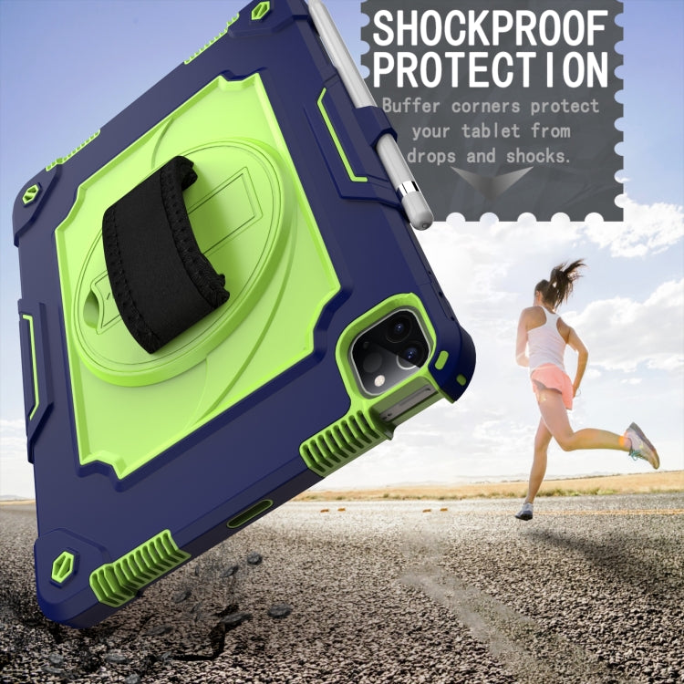 360 Degree Rotation Turntable Contrast Color Robot Shockproof Silicone + PC Protective Case with Holder For iPad Air 2022 / 2020 10.9 / Pro 11 (2020)(Navy Blue + Yellow Green) - iPad Air (2022) / (2020) 10.9 Cases by buy2fix | Online Shopping UK | buy2fix