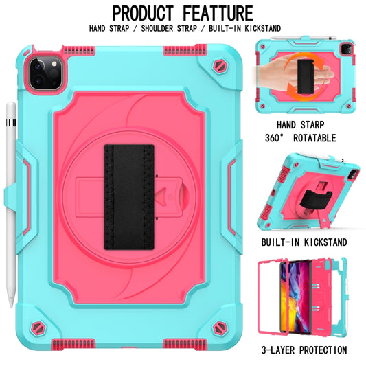 360 Degree Rotation Turntable Contrast Color Robot Shockproof Silicone + PC Protective Case with Holder For iPad Air 2022 / 2020 10.9 / Pro 11 (2020)(Mint Green + Rose Red) - iPad Air (2022) / (2020) 10.9 Cases by buy2fix | Online Shopping UK | buy2fix