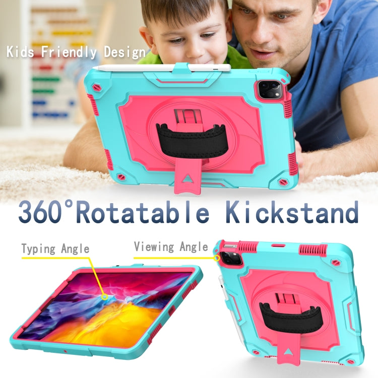 360 Degree Rotation Turntable Contrast Color Robot Shockproof Silicone + PC Protective Case with Holder For iPad Air 2022 / 2020 10.9 / Pro 11 (2020)(Mint Green + Rose Red) - iPad Air (2022) / (2020) 10.9 Cases by buy2fix | Online Shopping UK | buy2fix