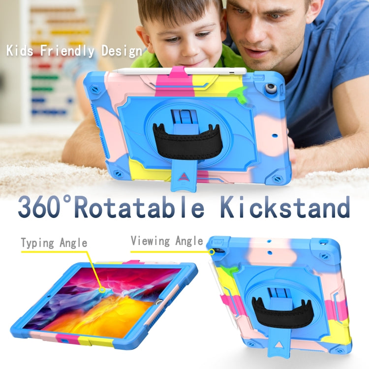 360 Degree Rotation Turntable Contrast Color Robot Shockproof Silicone + PC Protective Case with Holder For iPad 10.2 / 10.2 (2020) / Pro 10.5(Colorful + Blue) - iPad Air (2022) / (2020) 10.9 Cases by buy2fix | Online Shopping UK | buy2fix