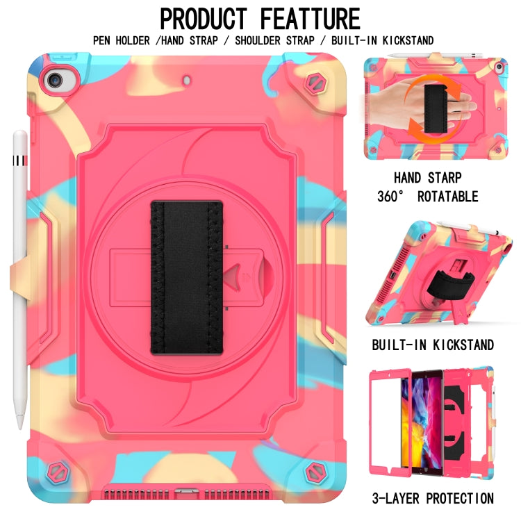 360 Degree Rotation Turntable Contrast Color Robot Shockproof Silicone + PC Protective Case with Holder For iPad 10.2 / 10.2 (2020) / Pro 10.5(Colorful + Rose Red) - iPad Air (2022) / (2020) 10.9 Cases by buy2fix | Online Shopping UK | buy2fix