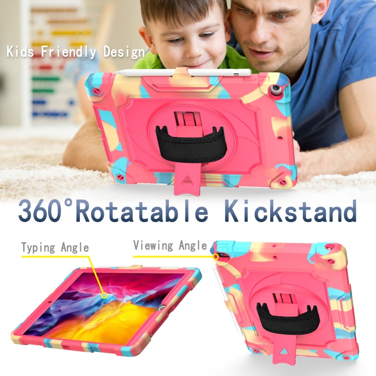 360 Degree Rotation Turntable Contrast Color Robot Shockproof Silicone + PC Protective Case with Holder For iPad 10.2 / 10.2 (2020) / Pro 10.5(Colorful + Rose Red) - iPad Air (2022) / (2020) 10.9 Cases by buy2fix | Online Shopping UK | buy2fix
