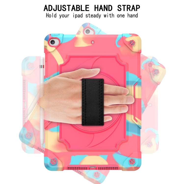 360 Degree Rotation Turntable Contrast Color Robot Shockproof Silicone + PC Protective Case with Holder For iPad 10.2 / 10.2 (2020) / Pro 10.5(Colorful + Rose Red) - iPad Air (2022) / (2020) 10.9 Cases by buy2fix | Online Shopping UK | buy2fix