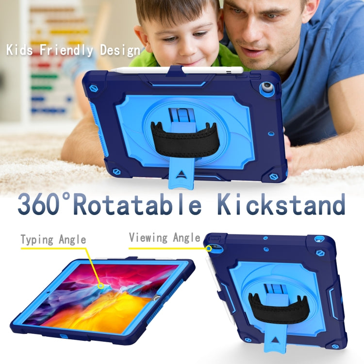 360 Degree Rotation Turntable Contrast Color Robot Shockproof Silicone + PC Protective Case with Holder For iPad 10.2 / 10.2 (2020) / Pro 10.5(Navy Blue + Blue) - iPad Air (2022) / (2020) 10.9 Cases by buy2fix | Online Shopping UK | buy2fix