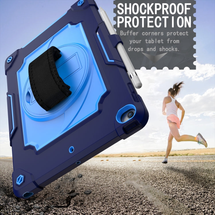 360 Degree Rotation Turntable Contrast Color Robot Shockproof Silicone + PC Protective Case with Holder For iPad 10.2 / 10.2 (2020) / Pro 10.5(Navy Blue + Blue) - iPad Air (2022) / (2020) 10.9 Cases by buy2fix | Online Shopping UK | buy2fix