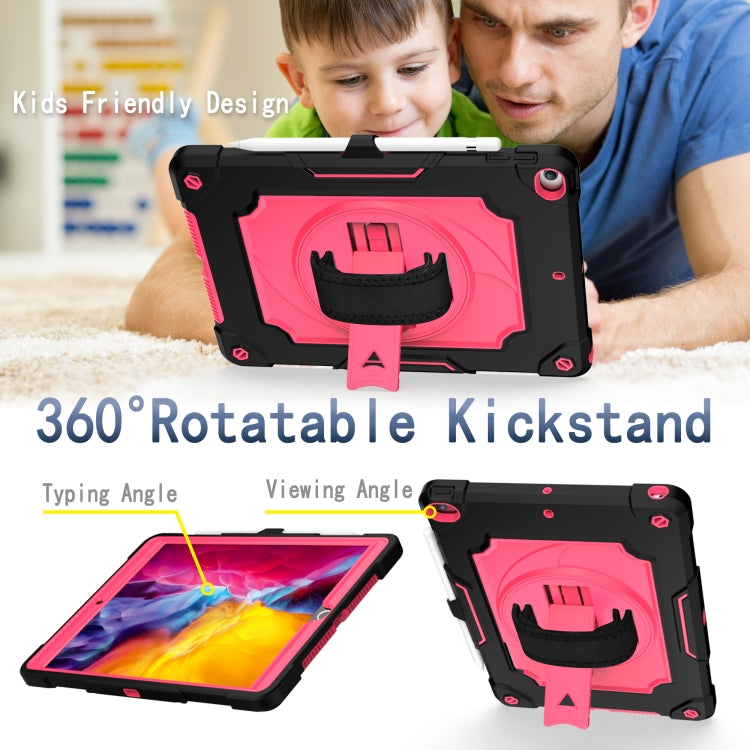 360 Degree Rotation Turntable Contrast Color Robot Shockproof Silicone + PC Protective Case with Holder For iPad 10.2 / 10.2 (2020) / Pro 10.5(Black + Rose Red) - iPad Air (2022) / (2020) 10.9 Cases by buy2fix | Online Shopping UK | buy2fix