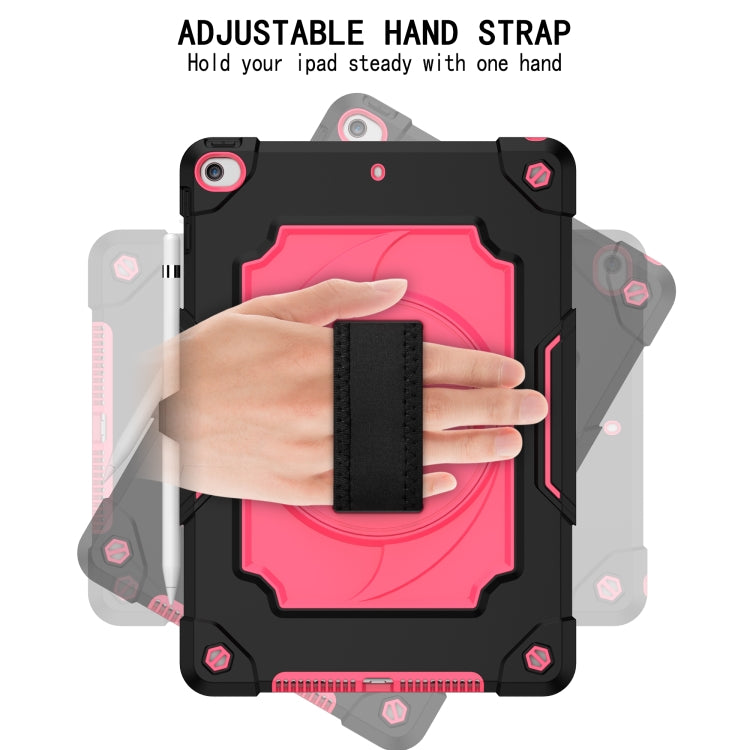 360 Degree Rotation Turntable Contrast Color Robot Shockproof Silicone + PC Protective Case with Holder For iPad 10.2 / 10.2 (2020) / Pro 10.5(Black + Rose Red) - iPad Air (2022) / (2020) 10.9 Cases by buy2fix | Online Shopping UK | buy2fix