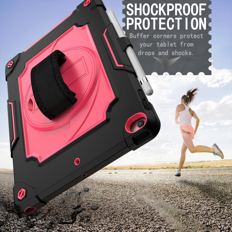 360 Degree Rotation Turntable Contrast Color Robot Shockproof Silicone + PC Protective Case with Holder For iPad 10.2 / 10.2 (2020) / Pro 10.5(Black + Rose Red) - iPad Air (2022) / (2020) 10.9 Cases by buy2fix | Online Shopping UK | buy2fix