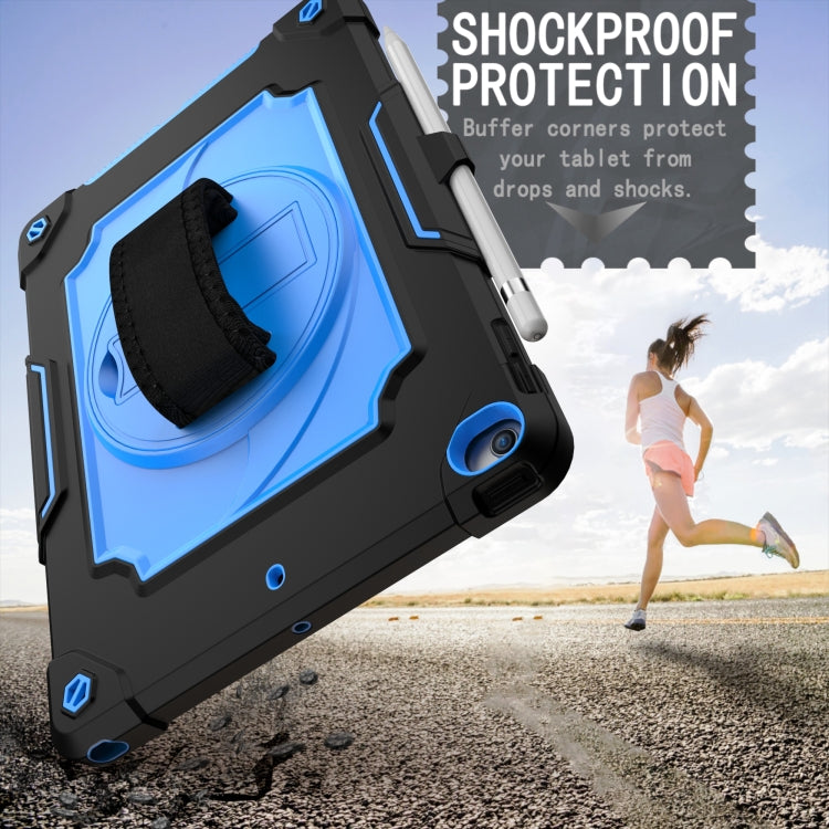 360 Degree Rotation Turntable Contrast Color Robot Shockproof Silicone + PC Protective Case with Holder For iPad 10.2 / 10.2 (2020) / Pro 10.5(Black + Blue) - iPad Air (2022) / (2020) 10.9 Cases by buy2fix | Online Shopping UK | buy2fix