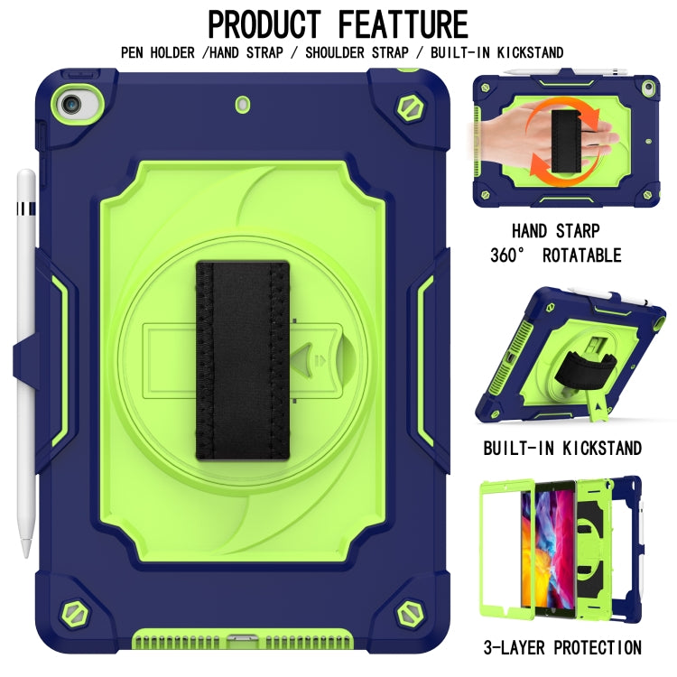 360 Degree Rotation Turntable Contrast Color Robot Shockproof Silicone + PC Protective Case with Holder For iPad 10.2 / 10.2 (2020) / Pro 10.5(Navy Blue + Yellow Green) - iPad Air (2022) / (2020) 10.9 Cases by buy2fix | Online Shopping UK | buy2fix