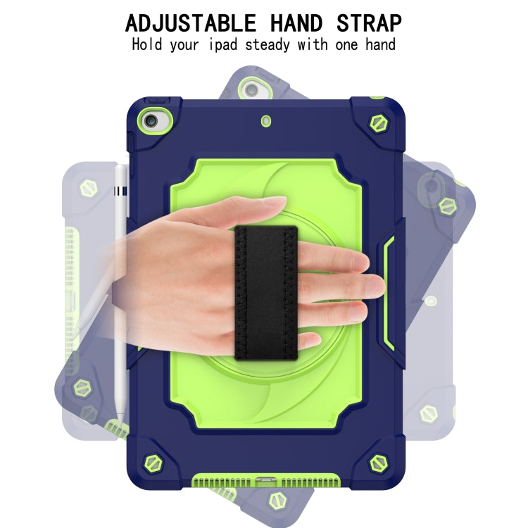 360 Degree Rotation Turntable Contrast Color Robot Shockproof Silicone + PC Protective Case with Holder For iPad 10.2 / 10.2 (2020) / Pro 10.5(Navy Blue + Yellow Green) - iPad Air (2022) / (2020) 10.9 Cases by buy2fix | Online Shopping UK | buy2fix