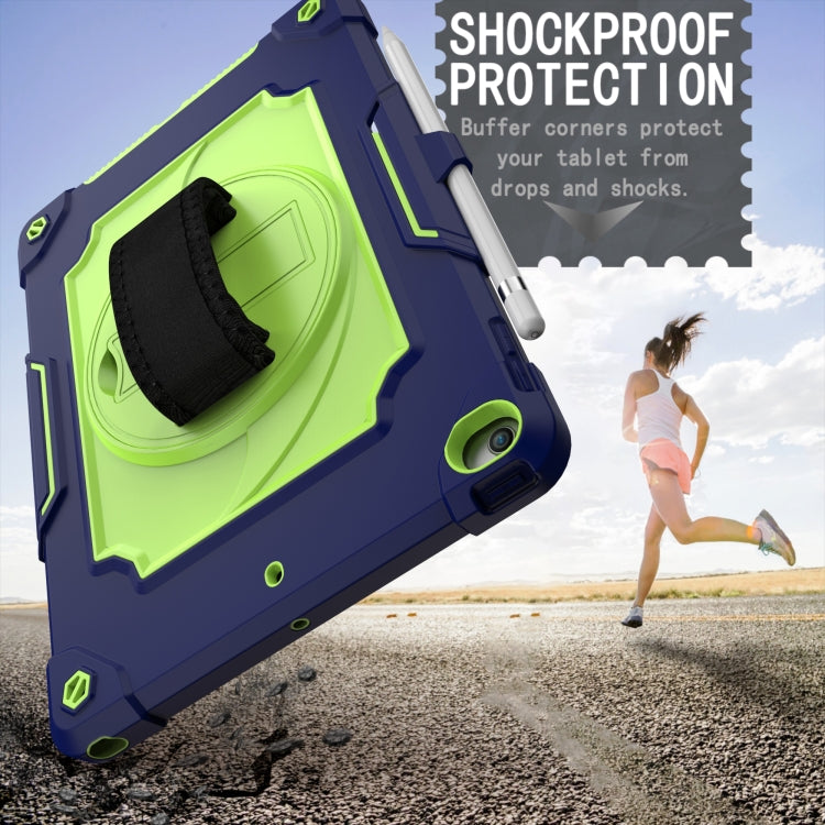 360 Degree Rotation Turntable Contrast Color Robot Shockproof Silicone + PC Protective Case with Holder For iPad 10.2 / 10.2 (2020) / Pro 10.5(Navy Blue + Yellow Green) - iPad Air (2022) / (2020) 10.9 Cases by buy2fix | Online Shopping UK | buy2fix