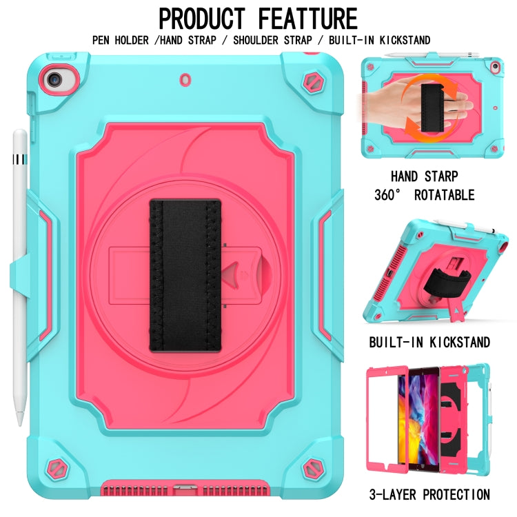 360 Degree Rotation Turntable Contrast Color Robot Shockproof Silicone + PC Protective Case with Holder For iPad 10.2 / 10.2 (2020) / Pro 10.5(Mint Green + Rose Red) - iPad Air (2022) / (2020) 10.9 Cases by buy2fix | Online Shopping UK | buy2fix