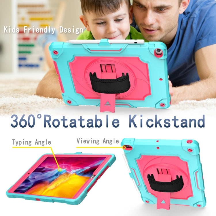 360 Degree Rotation Turntable Contrast Color Robot Shockproof Silicone + PC Protective Case with Holder For iPad 10.2 / 10.2 (2020) / Pro 10.5(Mint Green + Rose Red) - iPad Air (2022) / (2020) 10.9 Cases by buy2fix | Online Shopping UK | buy2fix