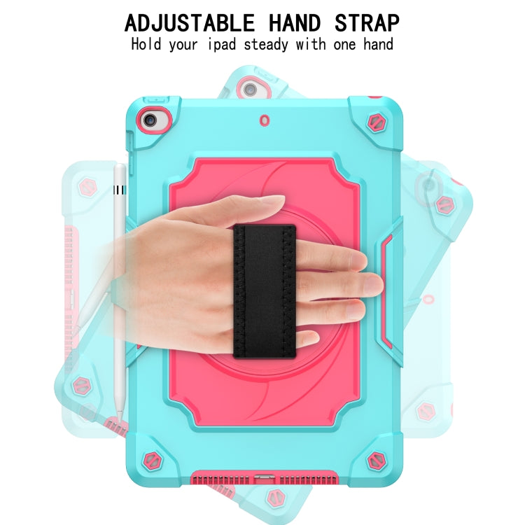 360 Degree Rotation Turntable Contrast Color Robot Shockproof Silicone + PC Protective Case with Holder For iPad 10.2 / 10.2 (2020) / Pro 10.5(Mint Green + Rose Red) - iPad Air (2022) / (2020) 10.9 Cases by buy2fix | Online Shopping UK | buy2fix