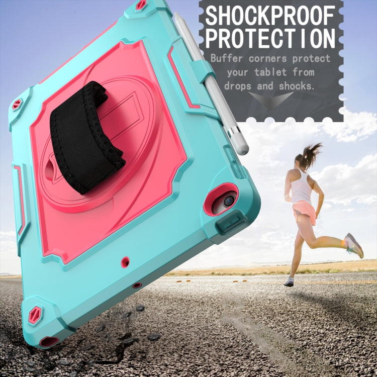 360 Degree Rotation Turntable Contrast Color Robot Shockproof Silicone + PC Protective Case with Holder For iPad 10.2 / 10.2 (2020) / Pro 10.5(Mint Green + Rose Red) - iPad Air (2022) / (2020) 10.9 Cases by buy2fix | Online Shopping UK | buy2fix