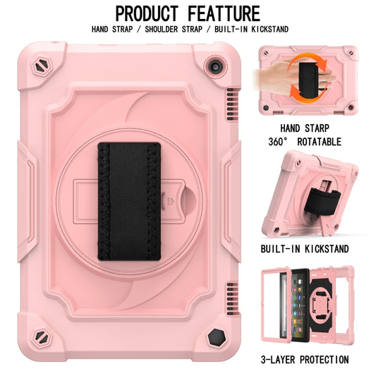 For Amazon Kindle Fire HD 8 2020 360 Degree Rotation Turntable Contrast Color Robot Shockproof Silicone + PC Protective Case with Holder(Rose Gold) - Amazon by buy2fix | Online Shopping UK | buy2fix