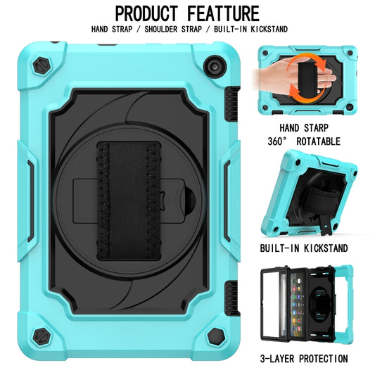 For Amazon Kindle Fire HD 8 2020 360 Degree Rotation Turntable Contrast Color Robot Shockproof Silicone + PC Protective Case with Holder(Mint Green + Black) - Amazon by buy2fix | Online Shopping UK | buy2fix