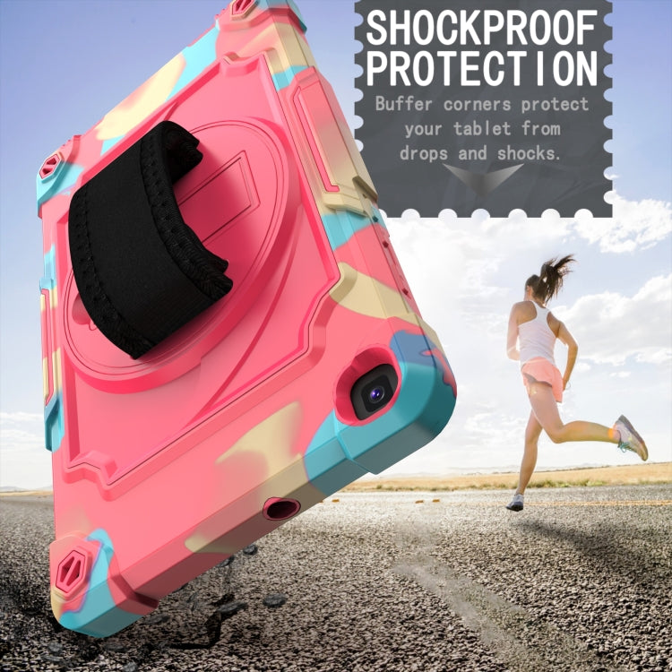 For Samsung Tab A 8.0 (2019)/T290 360 Degree Rotation Turntable Contrast Color Robot Shockproof Silicone + PC Protective Case with Holder(Colorful + Rose Red) - Other Galaxy Tab PC by buy2fix | Online Shopping UK | buy2fix