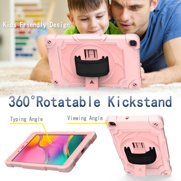 For Samsung Tab A 8.0 (2019)/T290 360 Degree Rotation Turntable Contrast Color Robot Shockproof Silicone + PC Protective Case with Holder(Rose Gold) - Other Galaxy Tab PC by buy2fix | Online Shopping UK | buy2fix