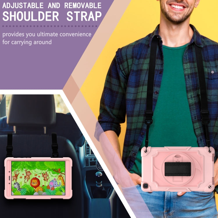 For Samsung Tab A 8.0 (2019)/T290 360 Degree Rotation Turntable Contrast Color Robot Shockproof Silicone + PC Protective Case with Holder(Rose Gold) - Other Galaxy Tab PC by buy2fix | Online Shopping UK | buy2fix