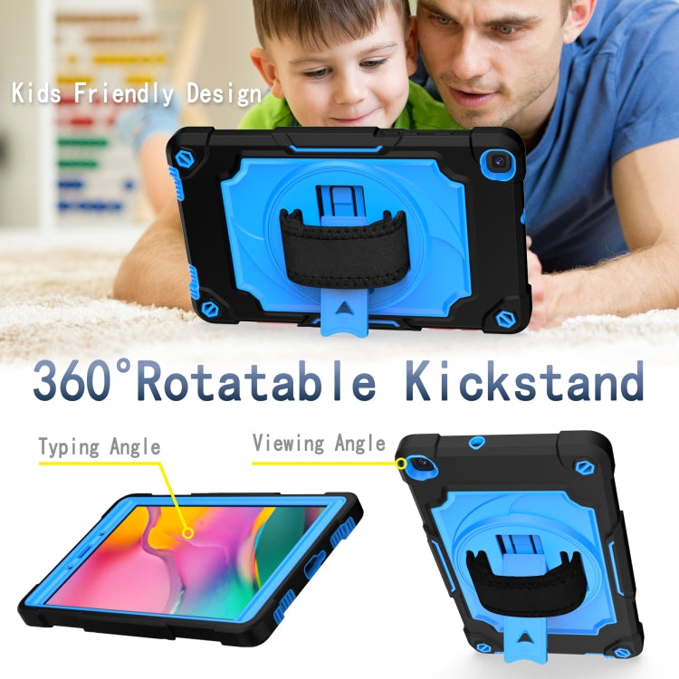 For Samsung Tab A 8.0 (2019)/T290 360 Degree Rotation Turntable Contrast Color Robot Shockproof Silicone + PC Protective Case with Holder(Black + Blue) - Other Galaxy Tab PC by buy2fix | Online Shopping UK | buy2fix