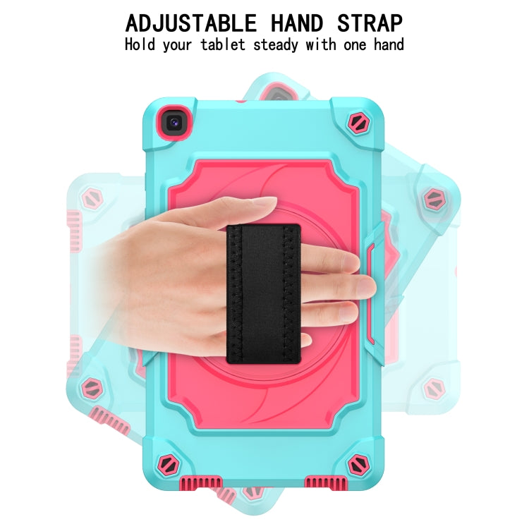 For Samsung Tab A 8.0 (2019)/T290 360 Degree Rotation Turntable Contrast Color Robot Shockproof Silicone + PC Protective Case with Holder(Mint Green + Rose Red) - Other Galaxy Tab PC by buy2fix | Online Shopping UK | buy2fix
