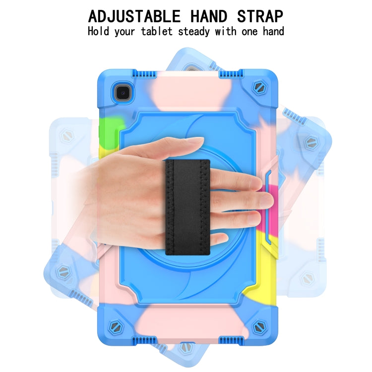 For Samsung Galaxy Tab A7 10.4 (2020)/T500 360 Degree Rotation Turntable Contrast Color Robot Shockproof Silicone + PC Protective Case with Holder(Colorful + Blue) - Other Galaxy Tab PC by buy2fix | Online Shopping UK | buy2fix