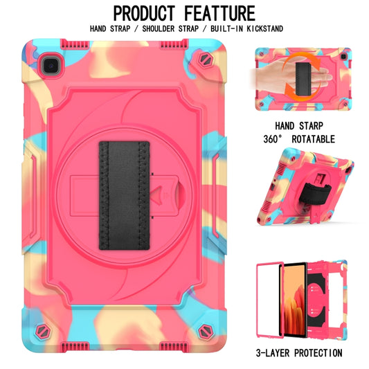 For Samsung Galaxy Tab A7 10.4 (2020)/T500 360 Degree Rotation Turntable Contrast Color Robot Shockproof Silicone + PC Protective Case with Holder(Colorful + Rose Red) - Other Galaxy Tab PC by buy2fix | Online Shopping UK | buy2fix