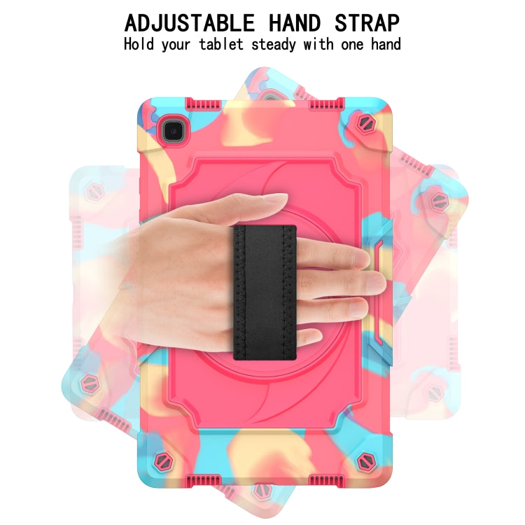 For Samsung Galaxy Tab A7 10.4 (2020)/T500 360 Degree Rotation Turntable Contrast Color Robot Shockproof Silicone + PC Protective Case with Holder(Colorful + Rose Red) - Other Galaxy Tab PC by buy2fix | Online Shopping UK | buy2fix