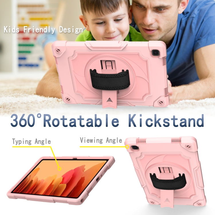 For Samsung Galaxy Tab A7 10.4 (2020)/T500 360 Degree Rotation Turntable Contrast Color Robot Shockproof Silicone + PC Protective Case with Holder(Rose Gold) - Other Galaxy Tab PC by buy2fix | Online Shopping UK | buy2fix