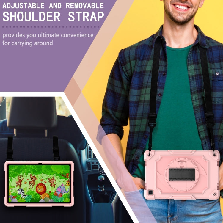 For Samsung Galaxy Tab A7 10.4 (2020)/T500 360 Degree Rotation Turntable Contrast Color Robot Shockproof Silicone + PC Protective Case with Holder(Rose Gold) - Other Galaxy Tab PC by buy2fix | Online Shopping UK | buy2fix