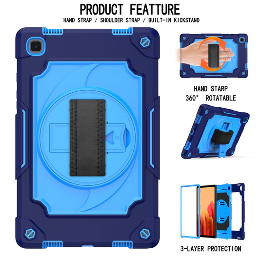For Samsung Galaxy Tab A7 10.4 (2020)/T500 360 Degree Rotation Turntable Contrast Color Robot Shockproof Silicone + PC Protective Case with Holder(Navy Blue + Blue) - Other Galaxy Tab PC by buy2fix | Online Shopping UK | buy2fix
