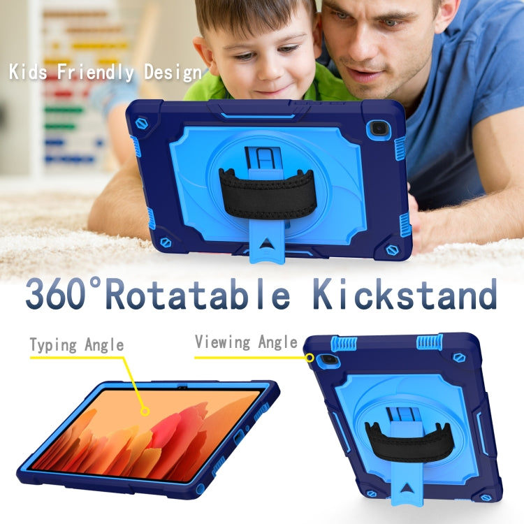 For Samsung Galaxy Tab A7 10.4 (2020)/T500 360 Degree Rotation Turntable Contrast Color Robot Shockproof Silicone + PC Protective Case with Holder(Navy Blue + Blue) - Other Galaxy Tab PC by buy2fix | Online Shopping UK | buy2fix