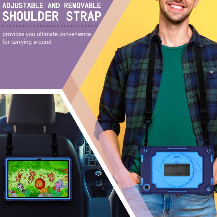 For Samsung Galaxy Tab A7 10.4 (2020)/T500 360 Degree Rotation Turntable Contrast Color Robot Shockproof Silicone + PC Protective Case with Holder(Navy Blue + Blue) - Other Galaxy Tab PC by buy2fix | Online Shopping UK | buy2fix