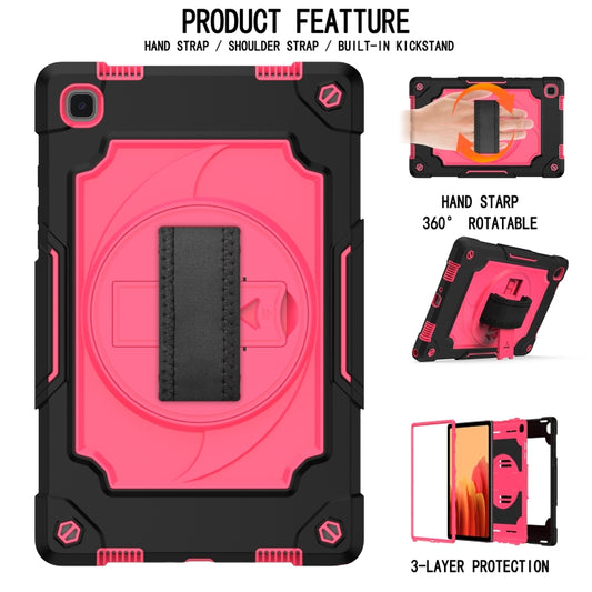 For Samsung Galaxy Tab A7 10.4 (2020)/T500 360 Degree Rotation Turntable Contrast Color Robot Shockproof Silicone + PC Protective Case with Holder(Black + Rose Red) - Other Galaxy Tab PC by buy2fix | Online Shopping UK | buy2fix