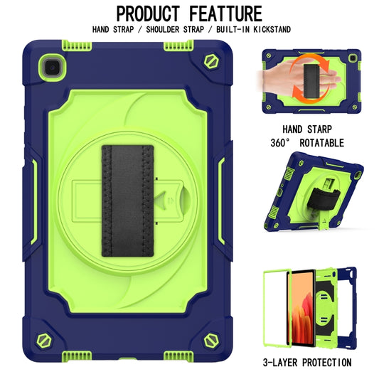 For Samsung Galaxy Tab A7 10.4 (2020)/T500 360 Degree Rotation Turntable Contrast Color Robot Shockproof Silicone + PC Protective Case with Holder(Navy Blue + Yellow Green) - Other Galaxy Tab PC by buy2fix | Online Shopping UK | buy2fix